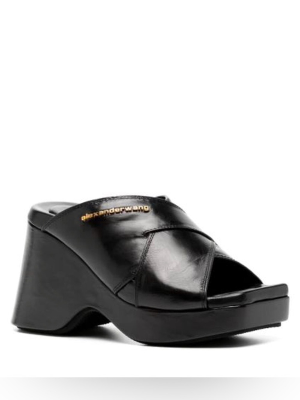 Alexander Wang Float Criss-cross Wedge Leather Sandal IT Size 38 (U.S. Size 8)
